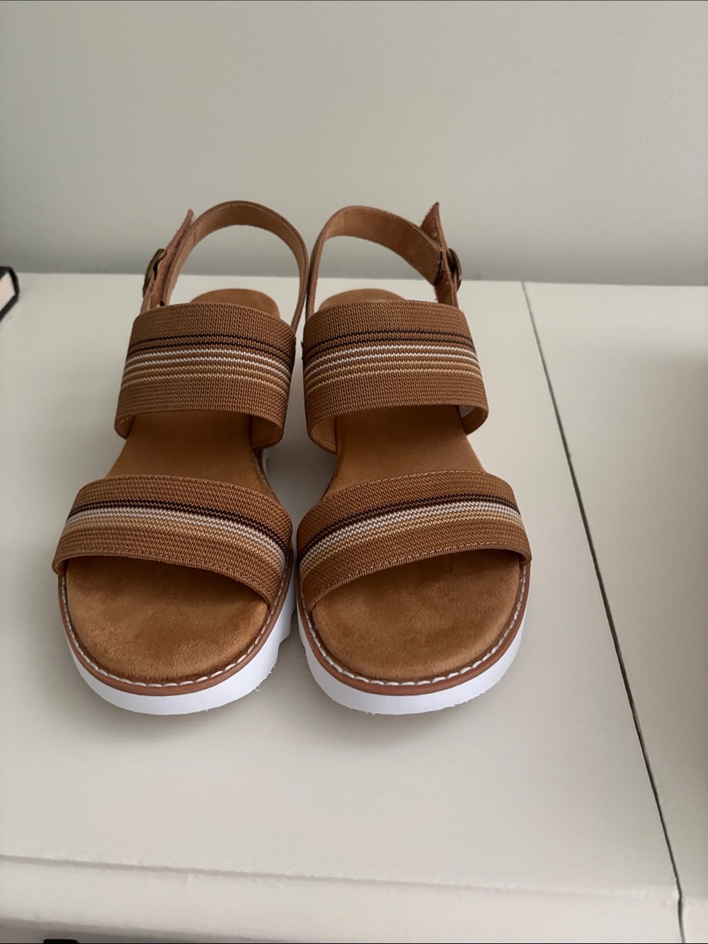 BOBS from Skechers Women's Brown Striped Platform Sandals